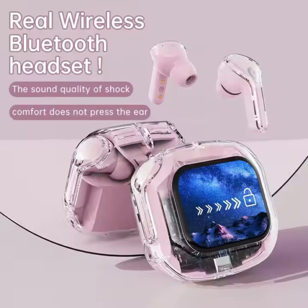 Air Max LCD Earphones – Full Color Touch Screen Wireless Earbuds with Transparent Aesthetic - Image 2