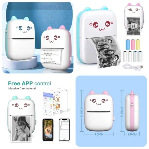 Portable Pocket Printer - 1 Pc in Pink & White - Image 4