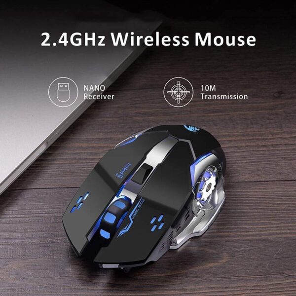 T2 Silent Wireless Gaming Mouse | Rechargeable USB-C Port - Image 7