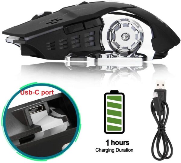 T2 Silent Wireless Gaming Mouse | Rechargeable USB-C Port - Image 4
